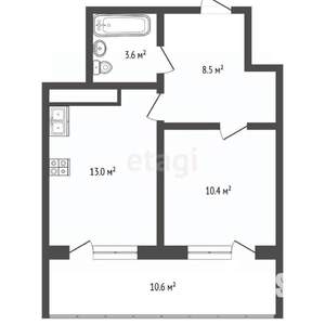 1-к квартира, вторичка, 46м2, 8/8 этаж