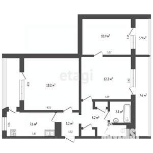 3-к квартира, вторичка, 77м2, 7/9 этаж