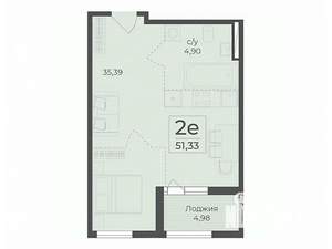 Студия квартира, вторичка, 51м2, 2/15 этаж