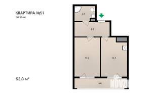 2-к квартира, вторичка, 54м2, 7/7 этаж