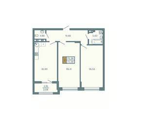 2-к квартира, вторичка, 75м2, 6/9 этаж