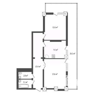 2-к квартира, вторичка, 85м2, 6/14 этаж