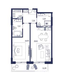 2-к квартира, вторичка, 86м2, 6/8 этаж