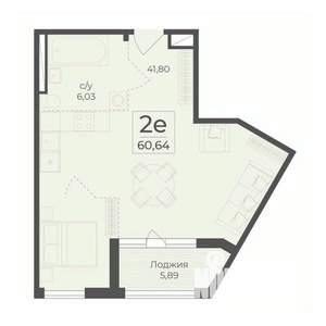 2-к квартира, строящийся дом, 61м2, 3/15 этаж
