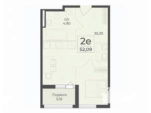 Студия квартира, вторичка, 52м2, 3/15 этаж