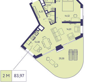 3-к квартира, вторичка, 99м2, 12/20 этаж