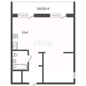 Студия квартира, вторичка, 40м2, 2/11 этаж