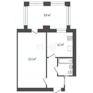 1-к квартира, вторичка, 37м2, 4/5 этаж