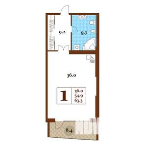 Студия квартира, вторичка, 83м2, 12/15 этаж