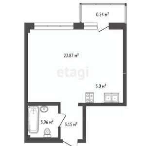 Студия квартира, вторичка, 36м2, 12/15 этаж