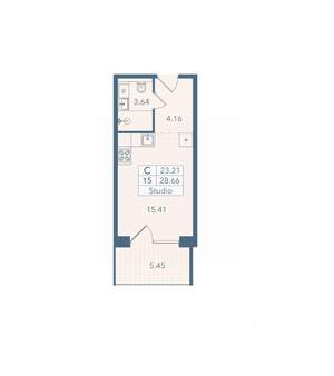 Студия квартира, вторичка, 29м2, 2/8 этаж