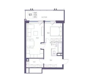 1-к квартира, вторичка, 57м2, 6/8 этаж