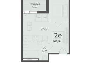 2-к квартира, вторичка, 48м2, 6/15 этаж