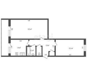 2-к квартира, вторичка, 55м2, 3/5 этаж