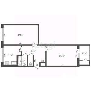 2-к квартира, вторичка, 51м2, 4/6 этаж