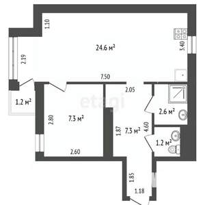 1-к квартира, вторичка, 44м2, 8/14 этаж