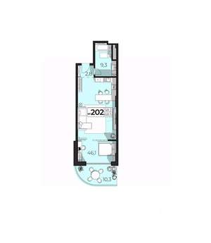 1-к квартира, вторичка, 69м2, 2/6 этаж