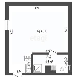 Студия квартира, вторичка, 31м2, 4/4 этаж