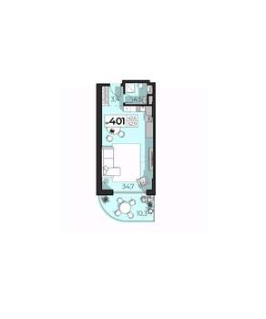 Студия квартира, вторичка, 53м2, 4/6 этаж