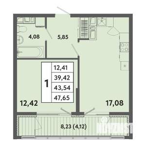 1-к квартира, вторичка, 44м2, 5/20 этаж