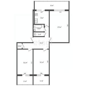 3-к квартира, вторичка, 73м2, 3/5 этаж