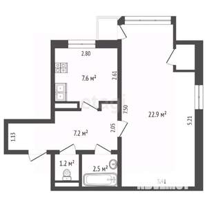 1-к квартира, вторичка, 44м2, 13/17 этаж