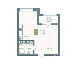 Студия квартира, вторичка, 37м2, 4/9 этаж