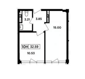 2-к квартира, вторичка, 33м2, 1/8 этаж