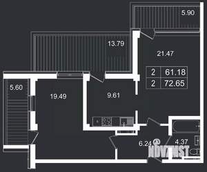 2-к квартира, вторичка, 73м2, 1/8 этаж