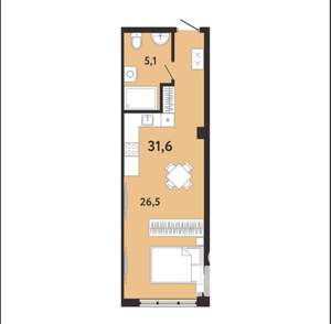 Студия квартира, вторичка, 32м2, 5/7 этаж