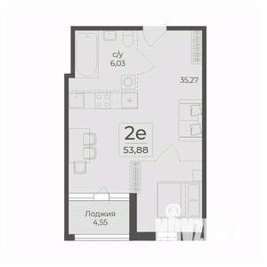 2-к квартира, строящийся дом, 54м2, 5/7 этаж