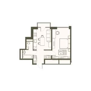 1-к квартира, строящийся дом, 44м2, 5/22 этаж