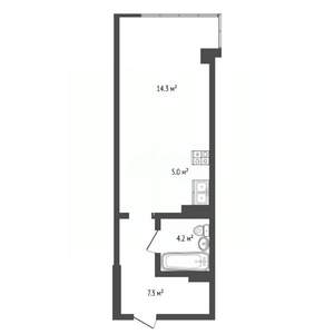 Студия квартира, вторичка, 37м2, 3/12 этаж