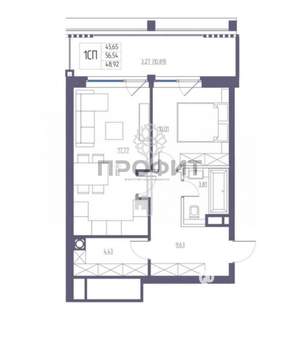1-к квартира, вторичка, 57м2, 2/8 этаж