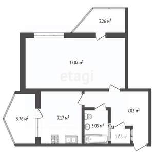 1-к квартира, вторичка, 44м2, 3/10 этаж