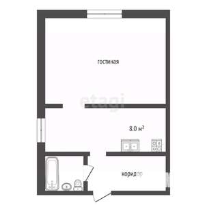 1-к квартира, вторичка, 30м2, 2/2 этаж