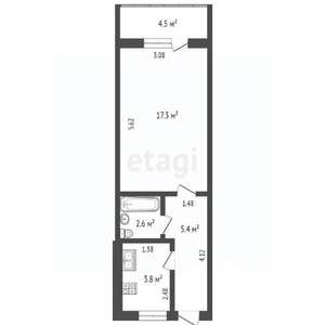 1-к квартира, вторичка, 31м2, 2/5 этаж