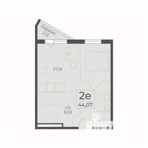 1-к квартира, строящийся дом, 44м2, 4/15 этаж