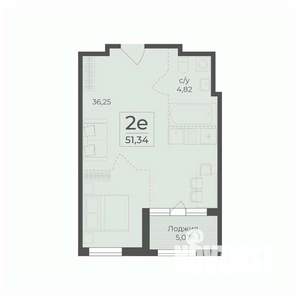 2-к квартира, строящийся дом, 51м2, 4/15 этаж