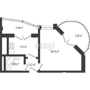 1-к квартира, вторичка, 35м2, 2/11 этаж