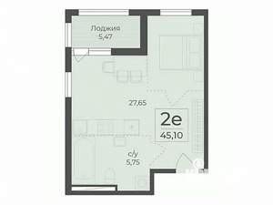 Студия квартира, строящийся дом, 45м2, 9/15 этаж
