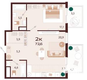 2-к квартира, вторичка, 73м2, 8/9 этаж