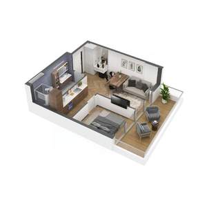 2-к квартира, строящийся дом, 52м2, 9/11 этаж