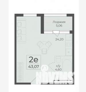 2-к квартира, вторичка, 43м2, 2/14 этаж