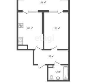 1-к квартира, вторичка, 54м2, 4/8 этаж