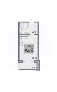 Студия квартира, вторичка, 27м2, 9/9 этаж