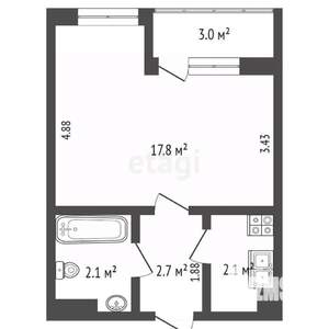 1-к квартира, вторичка, 26м2, 8/9 этаж