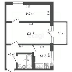 2-к квартира, вторичка, 51м2, 3/5 этаж