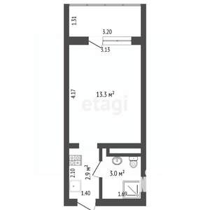 1-к квартира, вторичка, 19м2, 2/8 этаж