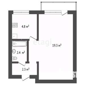 1-к квартира, вторичка, 33м2, 2/5 этаж